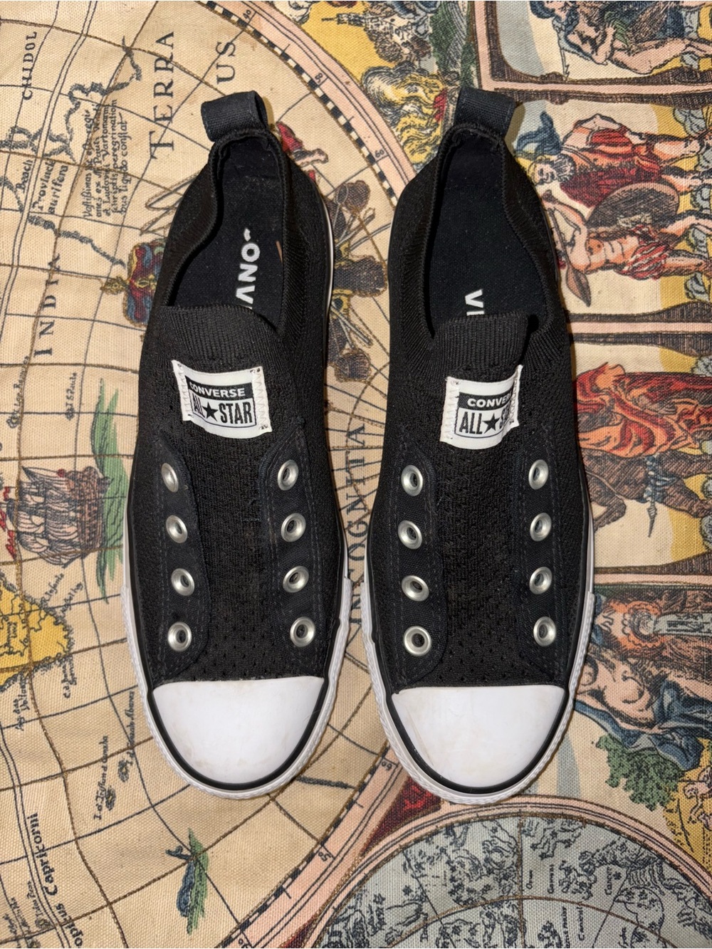 Converse Slip-On Low Top Sneakers — Black with White Accents - Picture 2 of 5